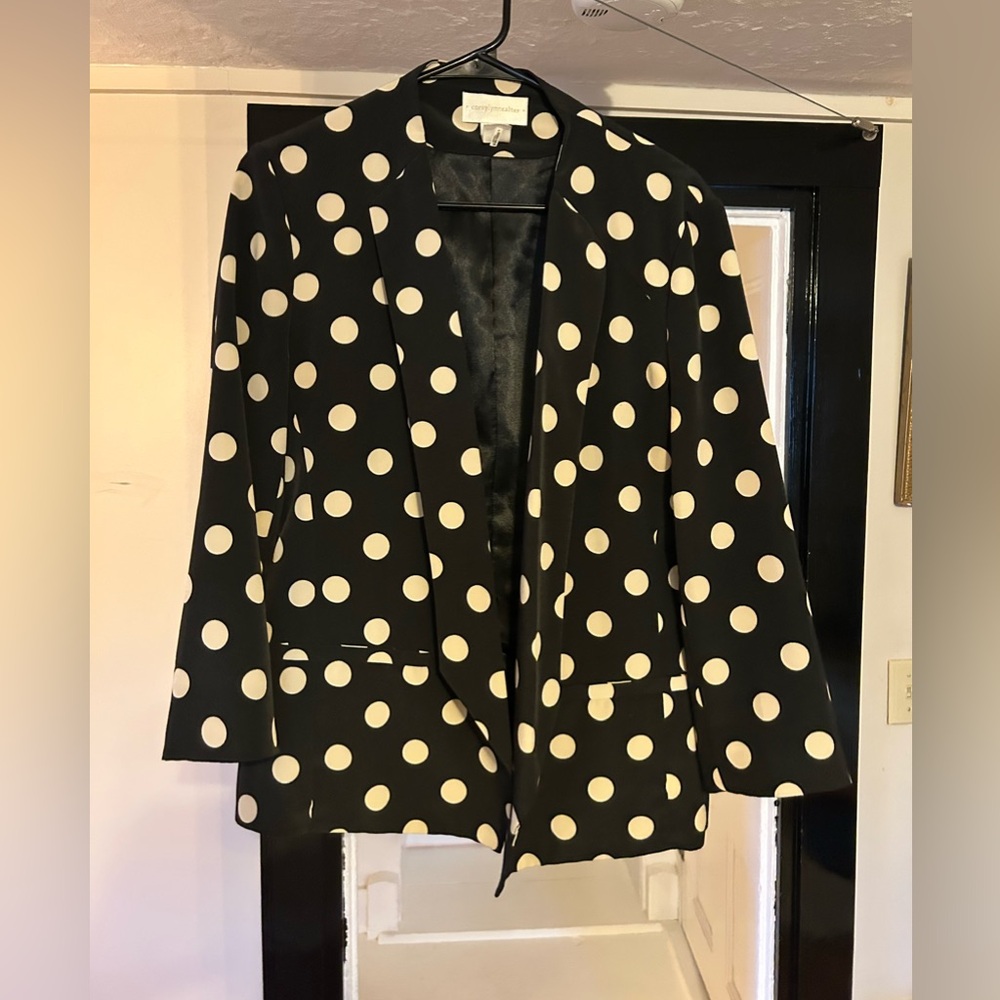 Corey Lynn Calter Black and Cream Polka Dot Blazer
